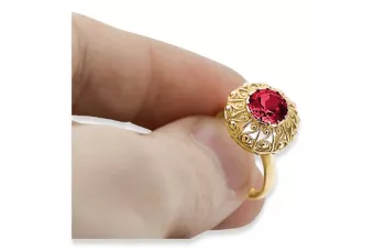 Rubinrot 14 Karat Gelbgold Ring Vintage Schmuck vrc059y